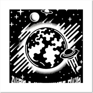 Sci-Fi UFO & Planet Tee Alien Adventures Club - Quirky Extraterrestrial Fun Posters and Art